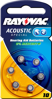 Rayovac Acoustic V10 gelb Hörgerätebatterie - 10 x 6 St (60 Stück)
