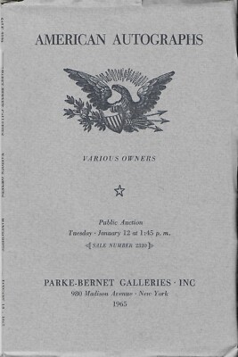 American (Autographs) Documents and Letters - Parke-Bernet Inc.