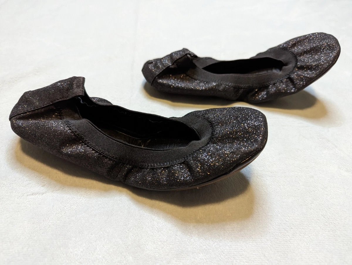 YS Yosi Samra Samara Metallic Black Glitter Slip On Foldable