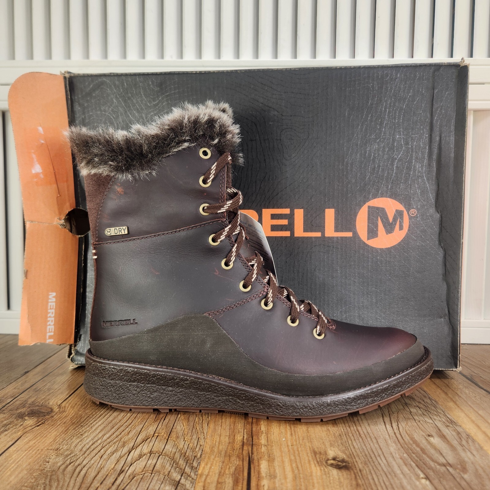 Stivali Vibram Merrell Tremblant Ezra Lace WP Ice+ da donna taglia 7 5 marrone espresso
