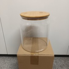 NEW Homely 4 litre large storage glass jar bamboo lid biscuit container airtight