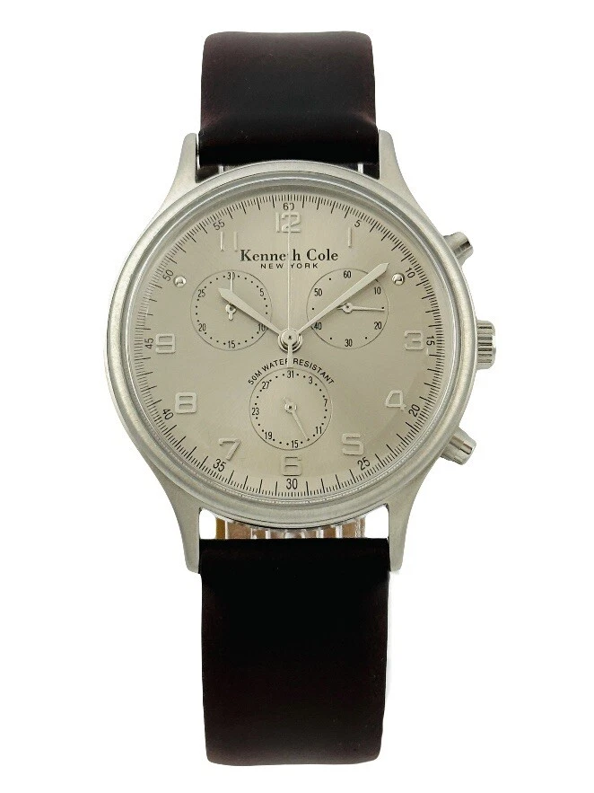 Kenneth Cole Watch KC1081 Chronograph Brown Leather Strap 
