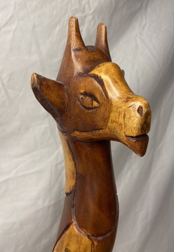 Vintage Hand Carved Wooden Giraffe 20.5” Tall Figurine Beautiful Artwork - Picture 3 of 11