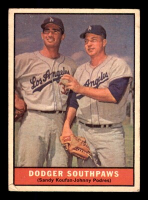 1961 Topps Baseball #207 Dodger Southpaws Koufax VG *e2