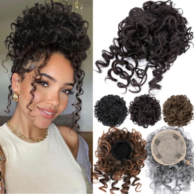 Drawstring Kinky Curly Afro Bun Clip In Puff Pony Tail Hair Extension  Wedding US