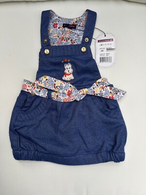Säuglinge Mädchen Latzkleid Aus Baumwolle Blau - 6-M