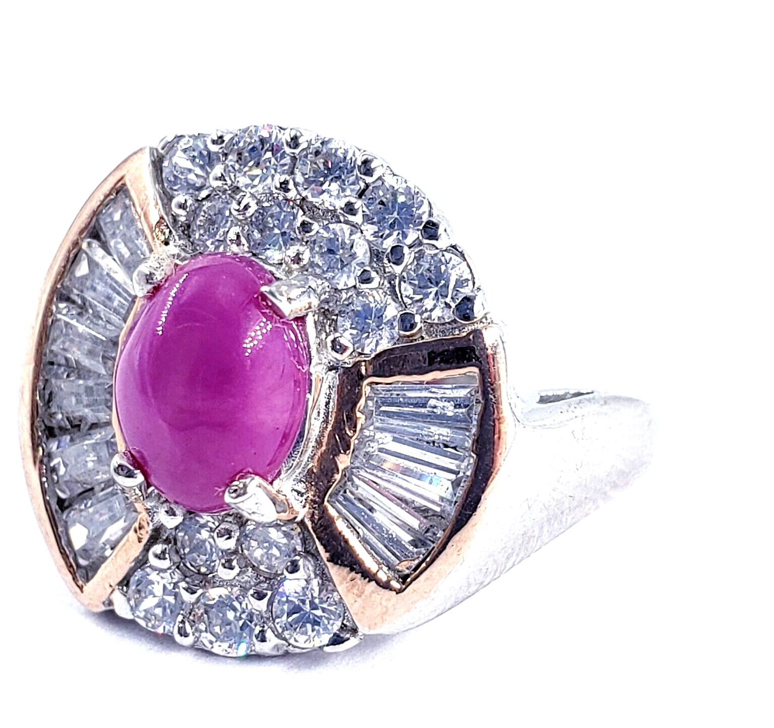 925 Sterling Silver Star Ruby CZ Ring Womens Size… - image 5