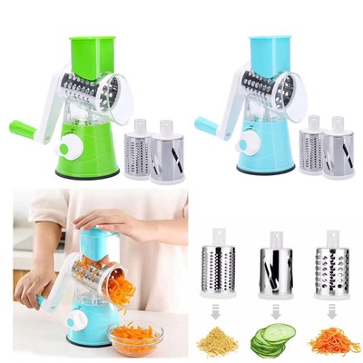 3-in-1 Rotary Vegetable Cutter Fruit Slicer Manual Food Grater for Kitchen
