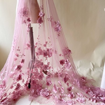 Perlen Blumen Spitze Stoff Blüte Tüll Stoff für Party Kleid