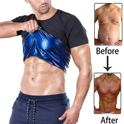 Herren T-Shirt Abnehmen Body Shaper Taillentrainer Sauna Fitnessstudio Schweiß Top Abnehmen