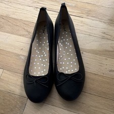 Cat  Jack Girls Black Ballet Flats Bow Accent Slip On Round Toe Size 4