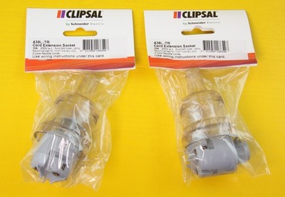 Clipsal 438L Flexible Cord Extension Lighting Socket , 250VAC , 10A (Pack of 2)