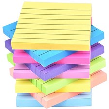 9 Pack Lined Sticky Notes 3x3 in Bright Colors Self-Stick Note s, Multicolor