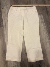 Chico's Women's Sz 1 Capri Pants White Cotton Blend Stretch Cropped