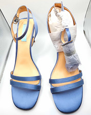 Betsey Johnson Blue Satin Strappy Ankle Strap Buckle Stiletto Heel Women 9 M