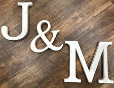 Letters M J White Wooden Hanging Wall Decor Lot of Three 12 Tall