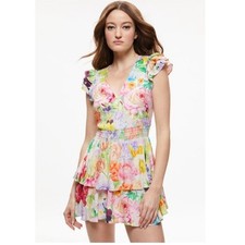 Alice & Olivia Mariska Floral Tiered Ruffle Mini Skort Dress Romper 2