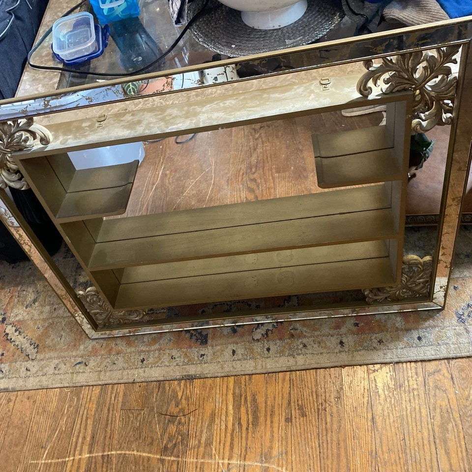 Vtg. Mid Century Modern Illinois Moulding Co Shadow Box Mirror Wall Shelves - Image 2 of 4