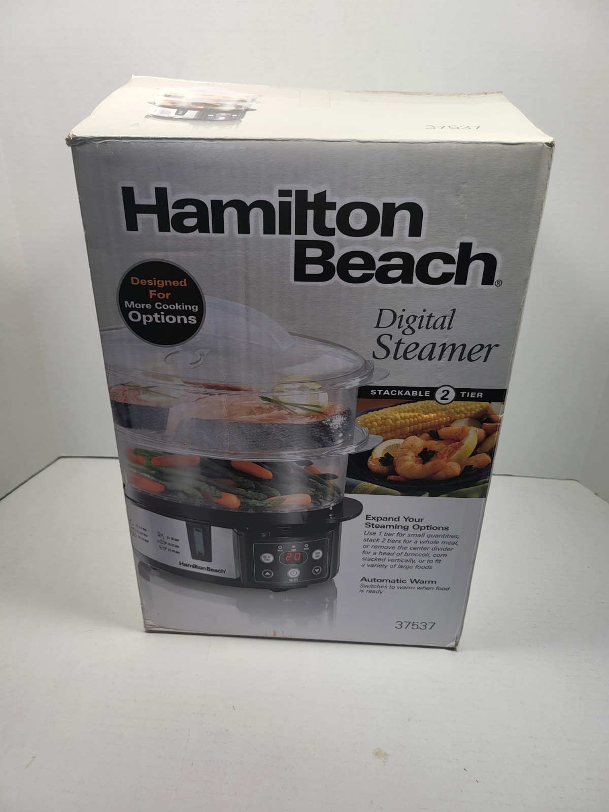 HAMILTON BEACH Digital Steamer Compact Electric Vegetable Cooker Open Box
