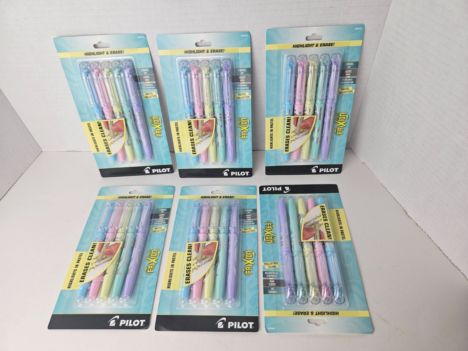 6 x Pilot, FriXion Light Pastel Erasable Highlighters, Chisel Tip