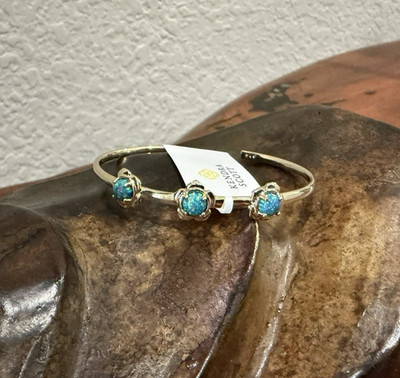 Kendra Scott Susie Marine Opal Gold Cuff Squeeze Adjustable Bracelet NWT