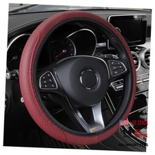 Leather Steering Wheel Cover,Anti Slip Car Steering Wheel Cover for Burgundy