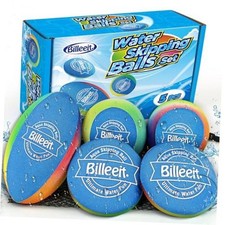 5Pcs Water Skipping Balls Set for Pool, Beach Lake Play 2 Round Rainbow