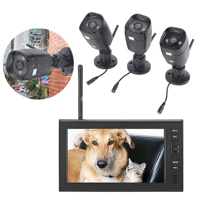 7in LCD Wireless WIFI 4CH Security Monitor System Display+Camera 3x IR Camera CB