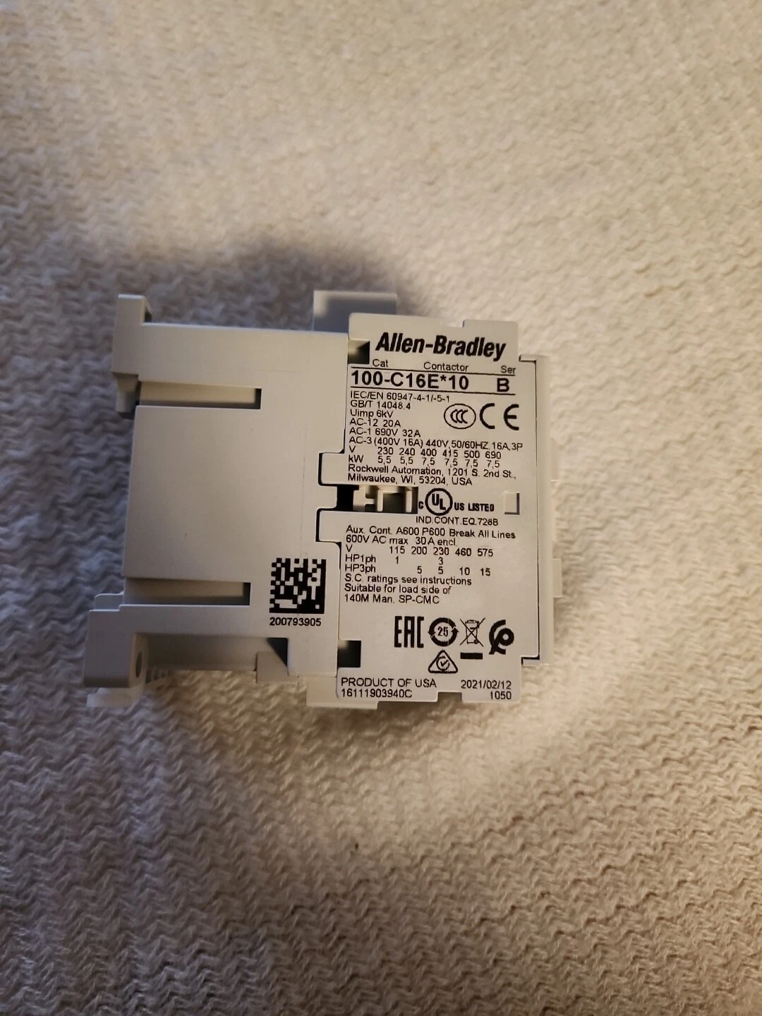 Allen-Bradley 100-C16EJ10 Contactor, 24v DC Coil - thumbnail 5