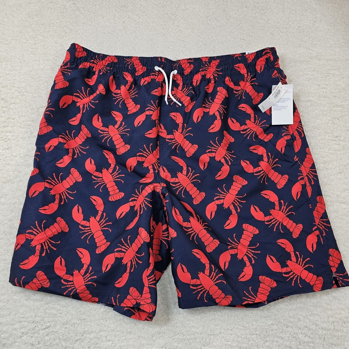 Old Navy Swim Trunks XL Red Blue Lobster Shorts 8