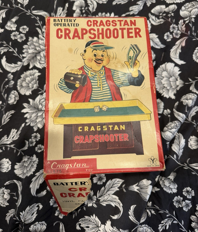 Cragstan Vintage Battery-Operated Crapshooter Gambling Theme Vinyl Toy w/ Box