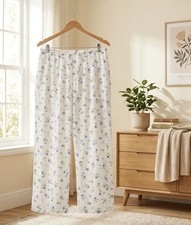 ex Yours Woven Blue Ditsy Midaxi Culotte Wide Leg Trousers Uk Size 20