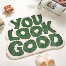 You Look Good Bath Mat Green Cute Cool Bathroom Rug Fun Bathroom Mats Funny Funk