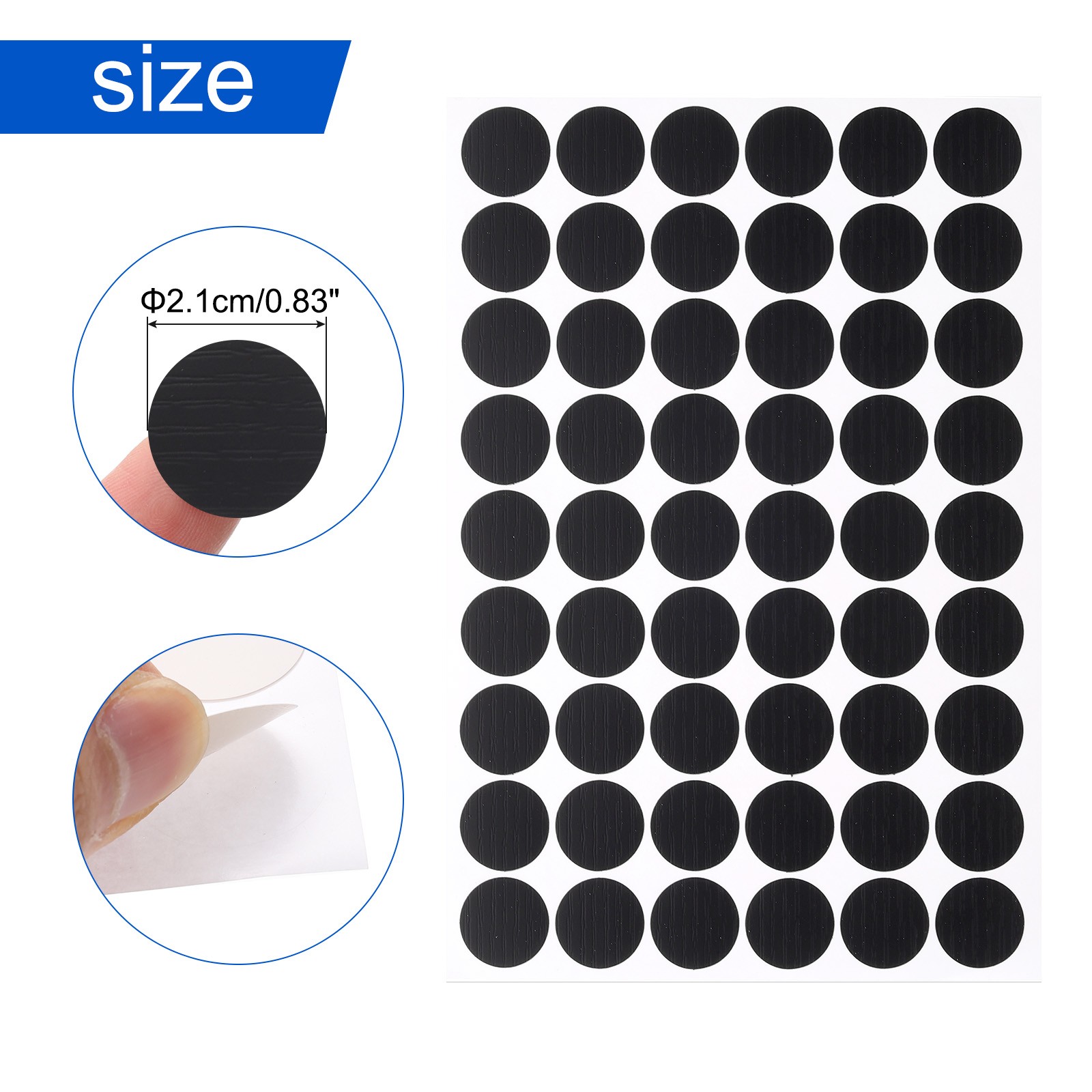 7 PCS Self-Adhesive Screw Hole Sticker 0.83" Black Screw Hole Cover