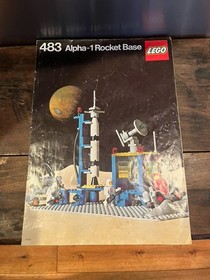 LEGO SPACE 483 ALPHA-1 ROCKET BASE COMPLETE w Instructions Box Parts Hollow Figs