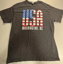 USA Washington DC T-Shirt Size L Delta American Made 100% Cotton Patriotic Tee