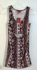 NWT Guess Dress Size S Cut Out  Boho Print Mini Dress Women's Party Fall Winter