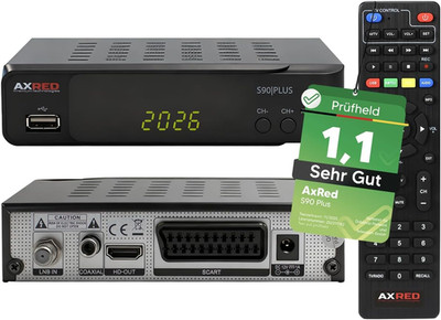 [ Test SEHR GUT, Note 1.1 *] AXRED S90 plus Sat Receiver Mit Aufnahmefunktion, H