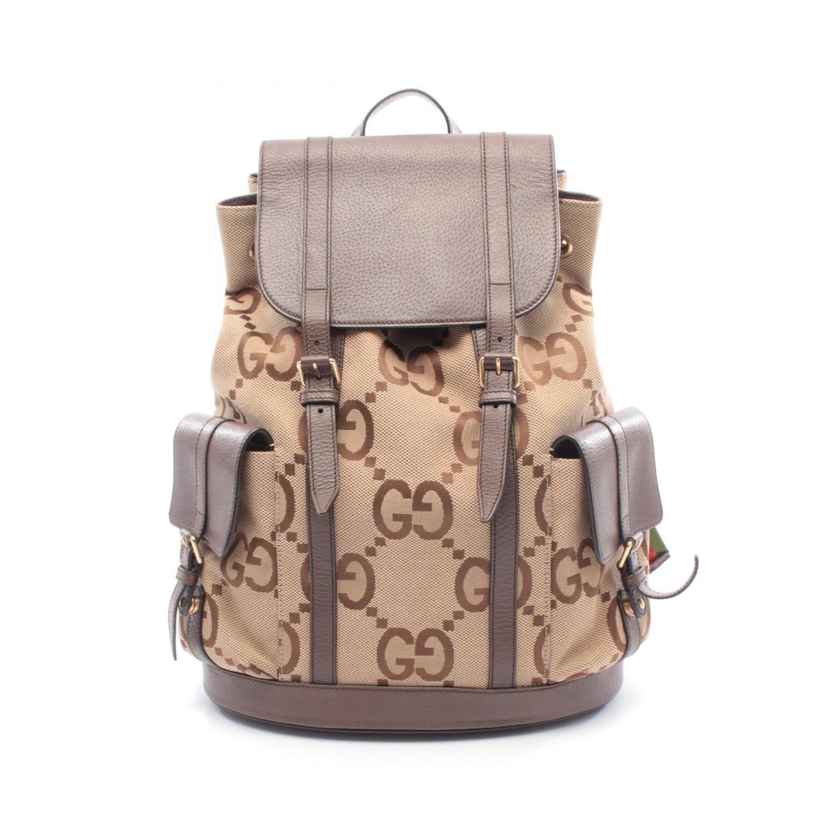 brown leather gucci backpack in GG Canvas  Weekly Lux Drop Gucci Bamboo GG Canvas Mini