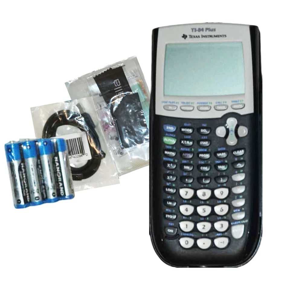 TI-84 Plus Graphing Calculator Texas Instruments Cover, Batteries & Data Cable - Image 2 of 4