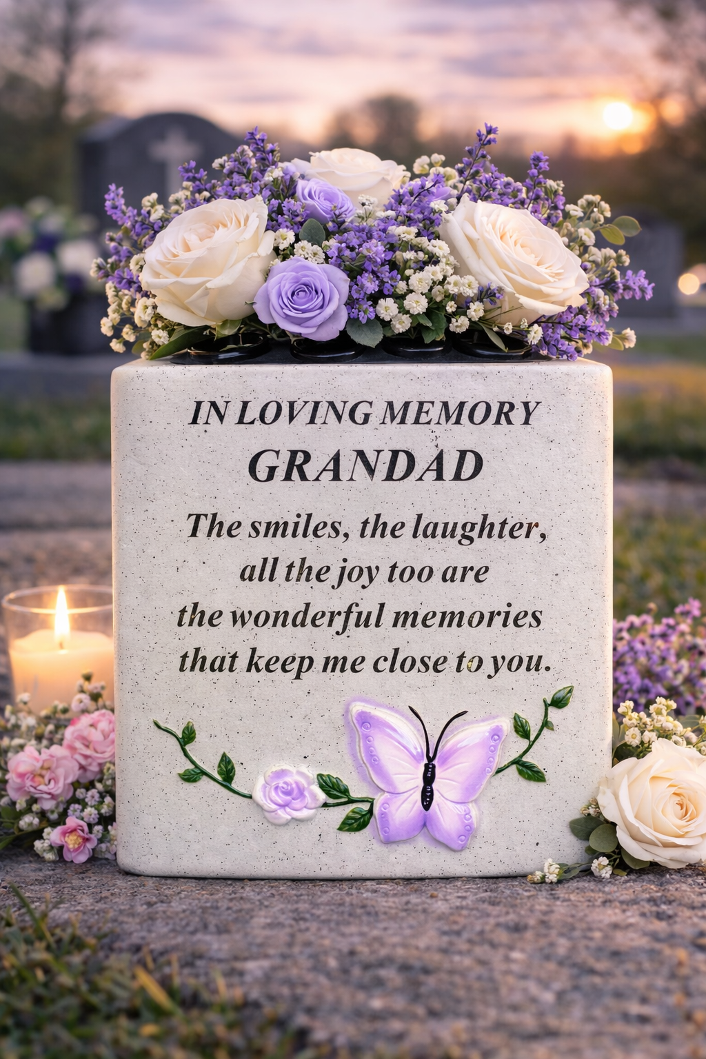 Grandad Memorial Flower Vase Rose Bowl Holder Pot Crem Graveside Garden Ornament