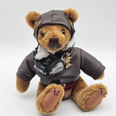 ''Bear Force'' Hand Decorated Air Force USAF Teddy Bear W/ Flight Jacket Plush 10''
