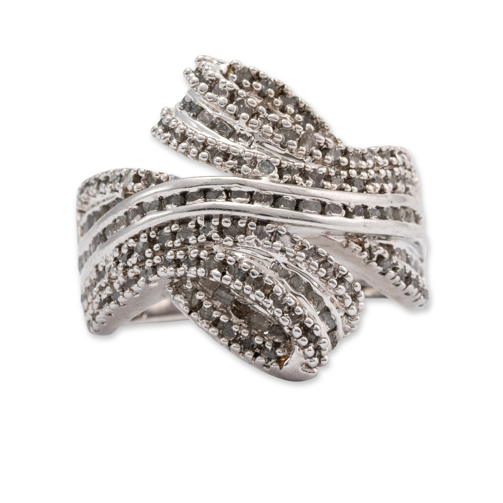 ESTATE STERLING SILVER DIAMOND COCKTAIL RING 9 - image 1