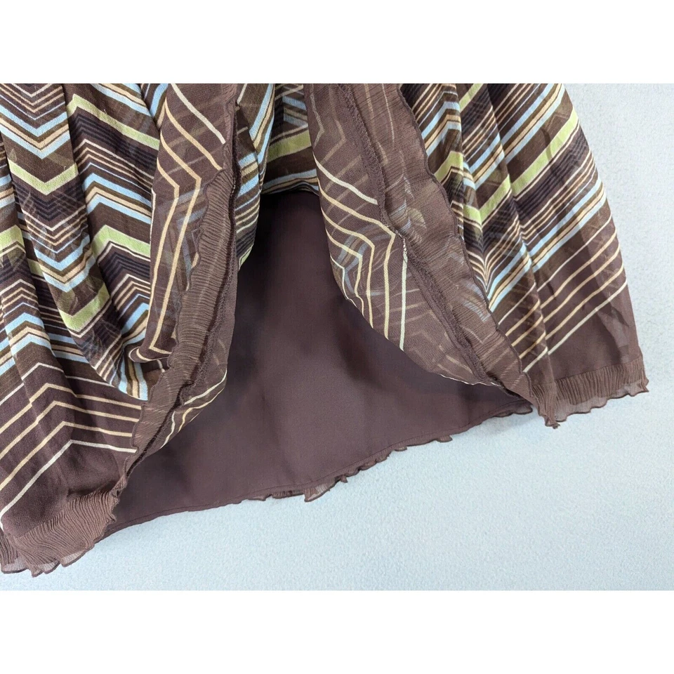 Harolds 裙子女式 6 棕色 100% 真丝 A 字无褶学院风褶波西米亚透明 — 第 3/4 张图片