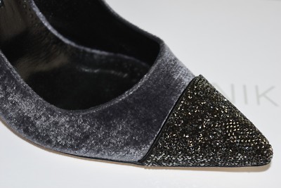 Escarpins Manolo Blahnik CRYSTALBI 105 BB - Gris Velours - Taille 39 Et 41,5 - Neuf Avec Boîte