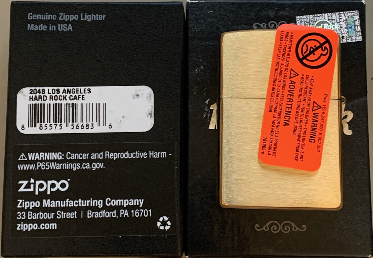 Hard Rock Cafe LOS ANGELES 2020 Gold Etched Guitar ZIPPO