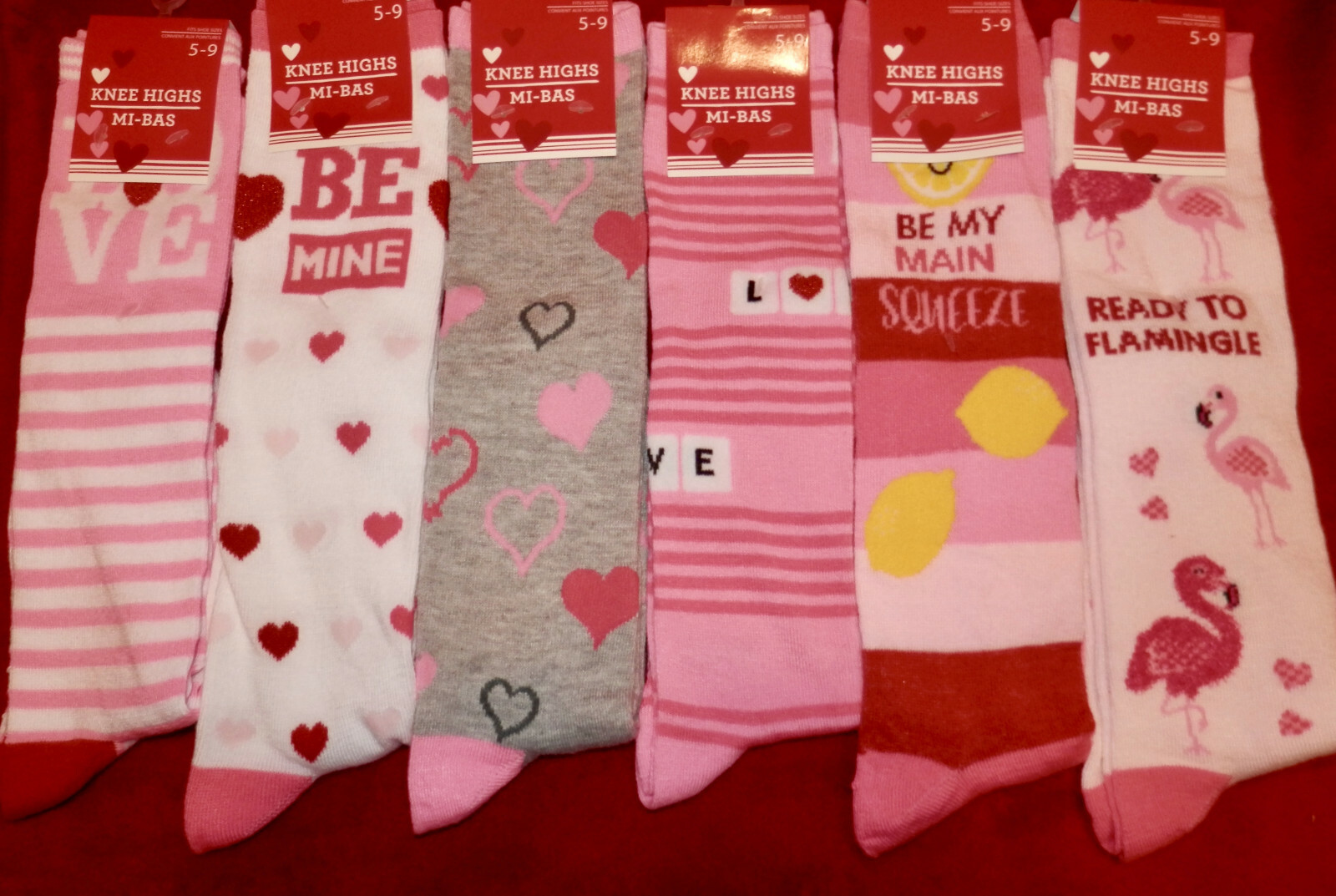 VALENTINE WOMEN'S KNEE HIGH SOCKS ** 6 STYLES ** SHOE SIZE 59 ** NEW
