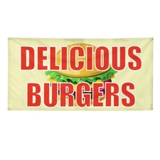 Vinyl Banner Multiple Sizes Delicious Burgers Advertising Printing Outdoor