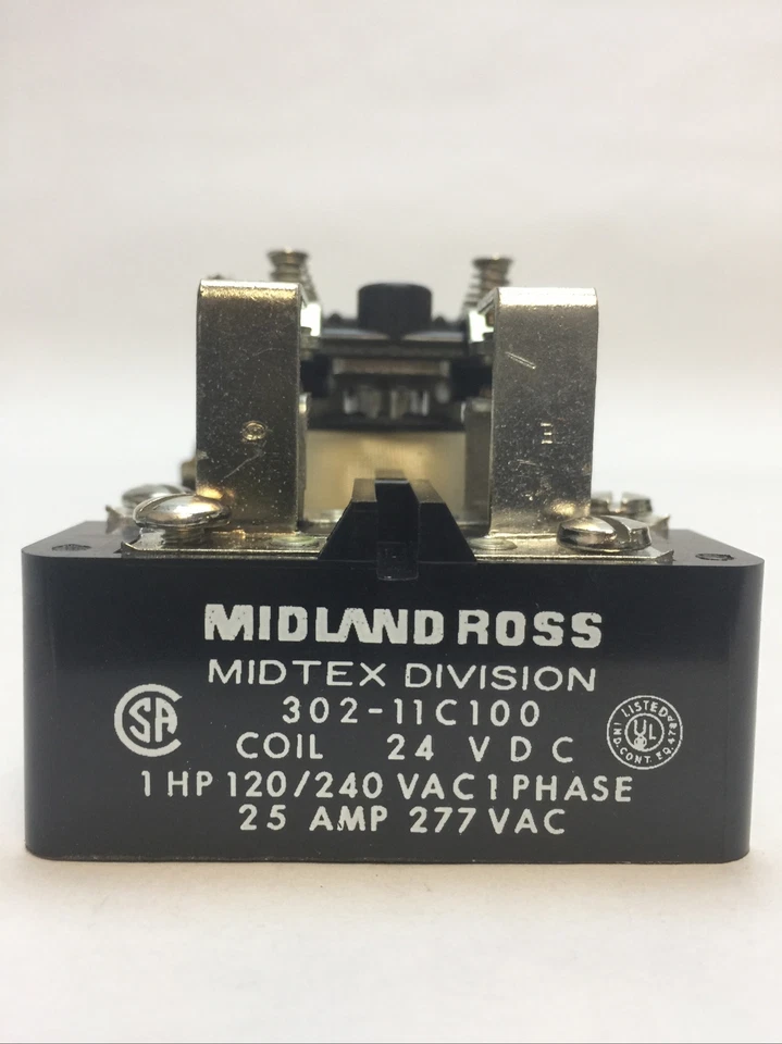 MIDLAND ROSS 302-11C100 RELAY 1HP 120/240VAC 1PH 25AMP 277VAC COIL 24VDC MIDTEX - Image 2 of 4
