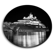 Round MDF Magnets - BW - Super Yacht Power Boat Cruise #37064